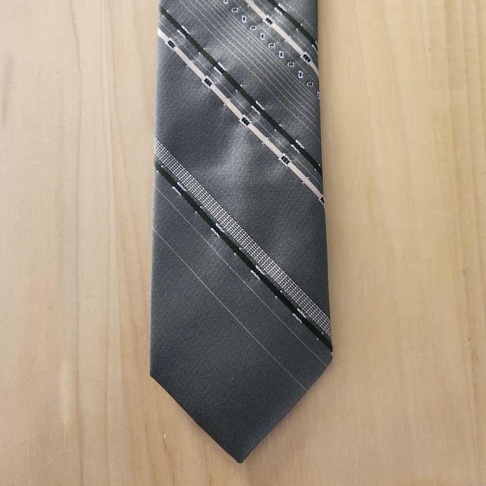 70s/80s‎ Olive Green Striped Tie
